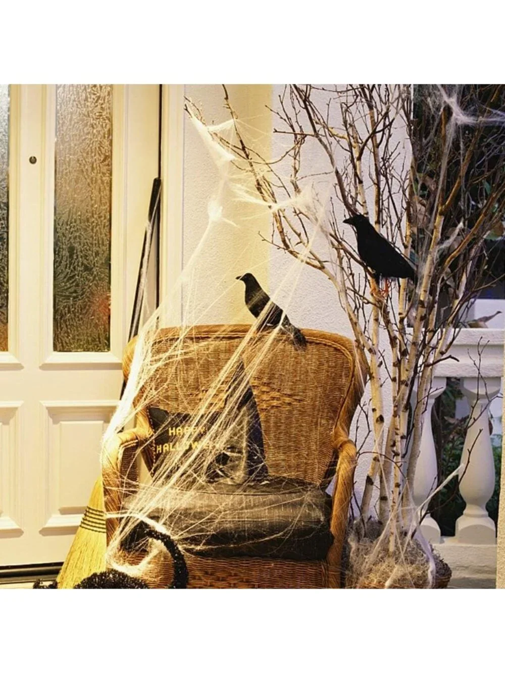 6 Pack Halloween Black Feathered Crows Lifelike Decoration Birds Real Feather